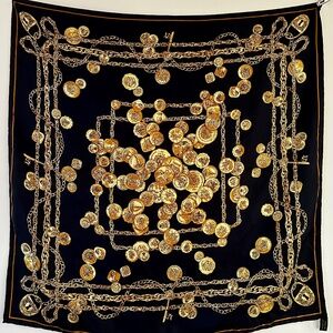 Vintage Franklin Mint Coins of the Caribbean Silk Scarf